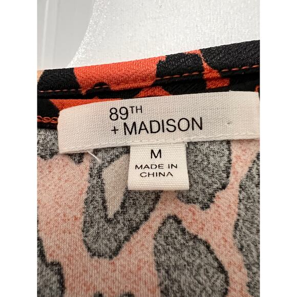 89th + Madison size M burnt leopard print on burnt orange blouse pullover top - Picture 5 of 7